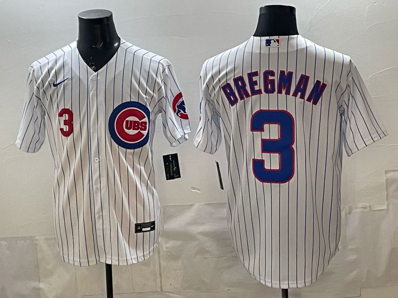 Men 2026 Chicago Cubs #3 Bregman White Stripe Game Nike MLB Jersey style 005